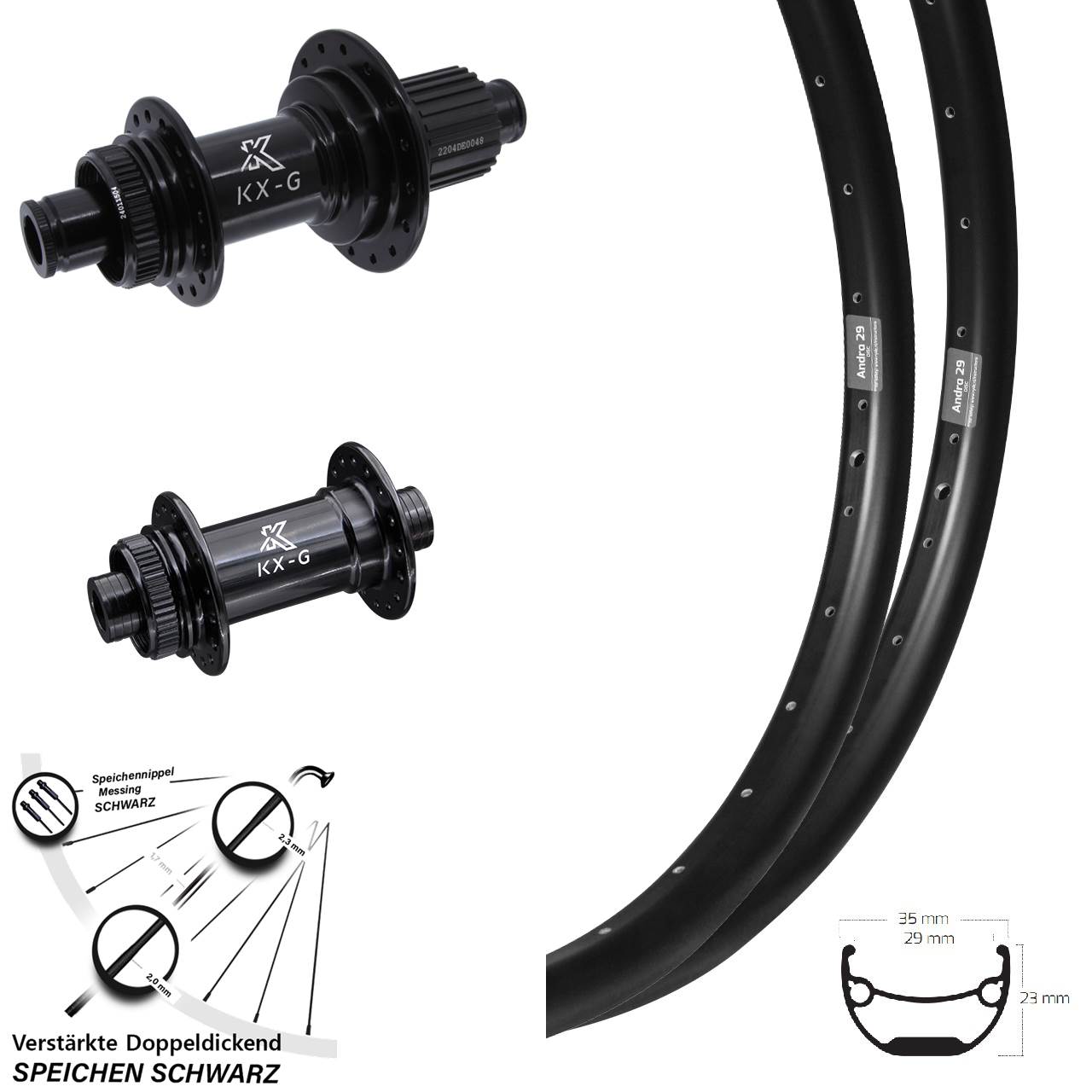 Ryde Andra 29 KX-GS Heavy Duty Zoll Centerlock Laufradsatz 15x100 12x142 Micro Spline