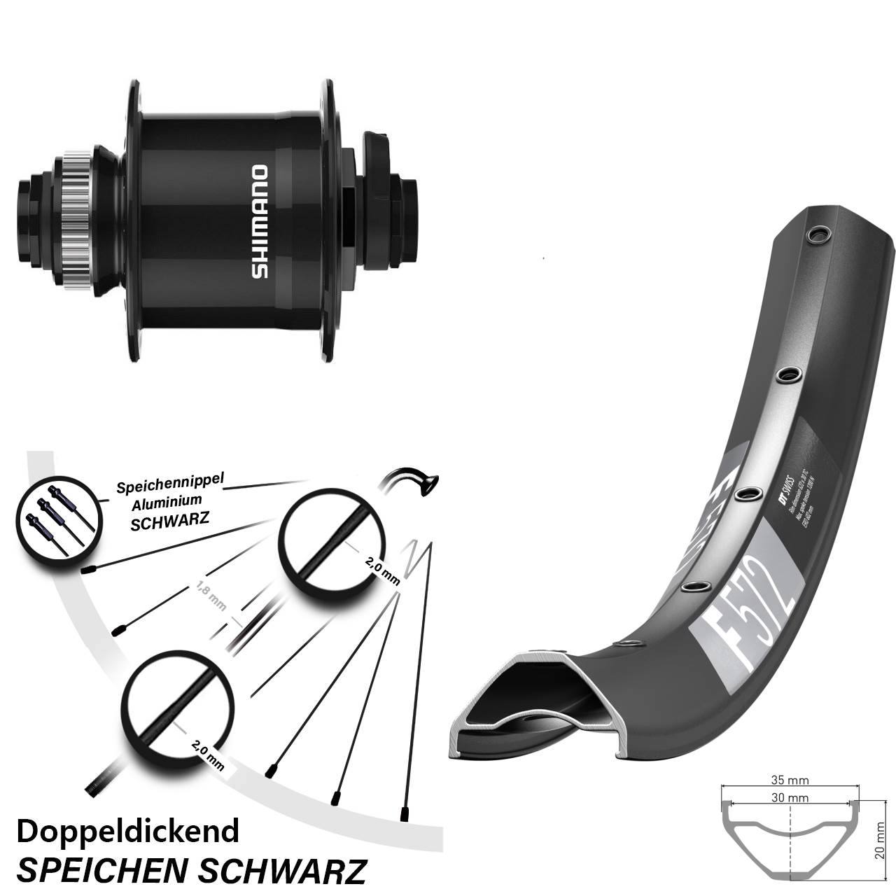 29 Zoll DT Swiss F572 Shimano DH-UR708-3D Disc Nabendynamolaufrad 15x100