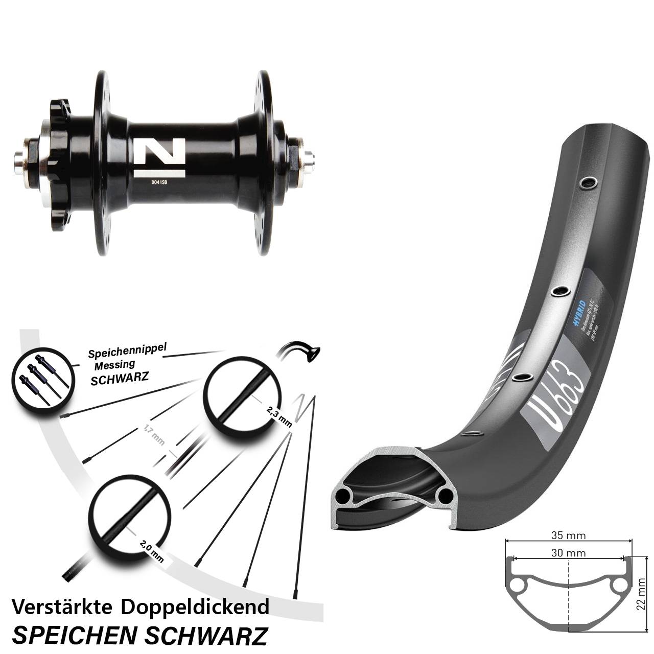 Disc 29 Zoll Vorderrad DT Swiss U 663 Novatec D041 für Schnellspanner