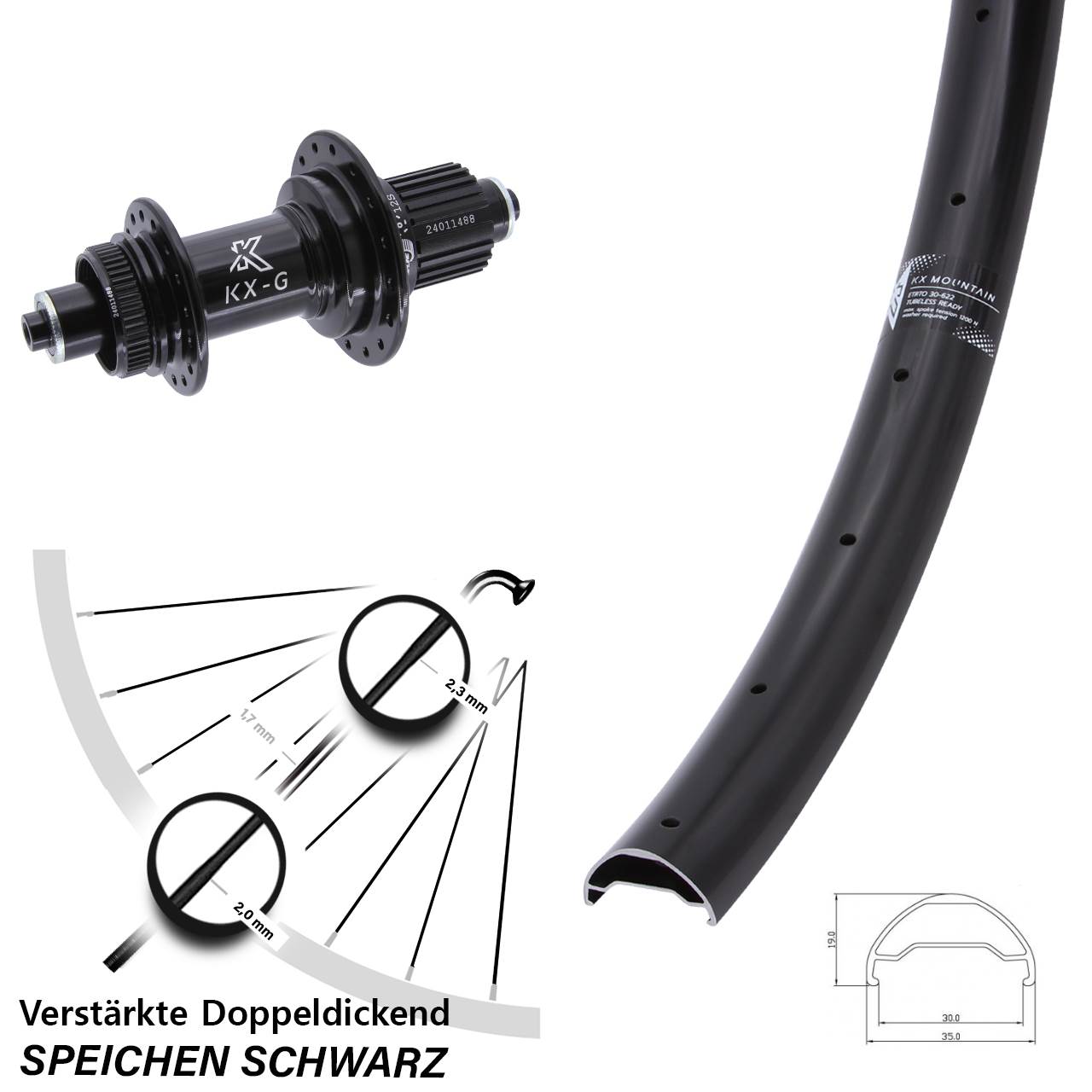 Disc Hinterrad für Schnellspanner 29 Zoll KX-G Mountain Shimano Micro Spline