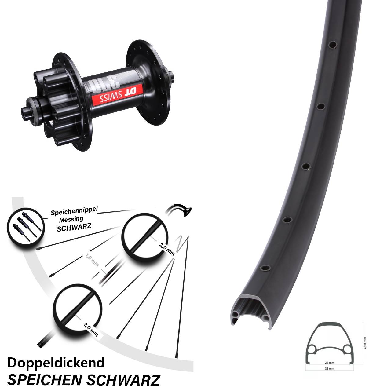 6-Loch Vorderrad für Schnellspanner 29 Zoll Ambrosio Sport DT Swiss 370