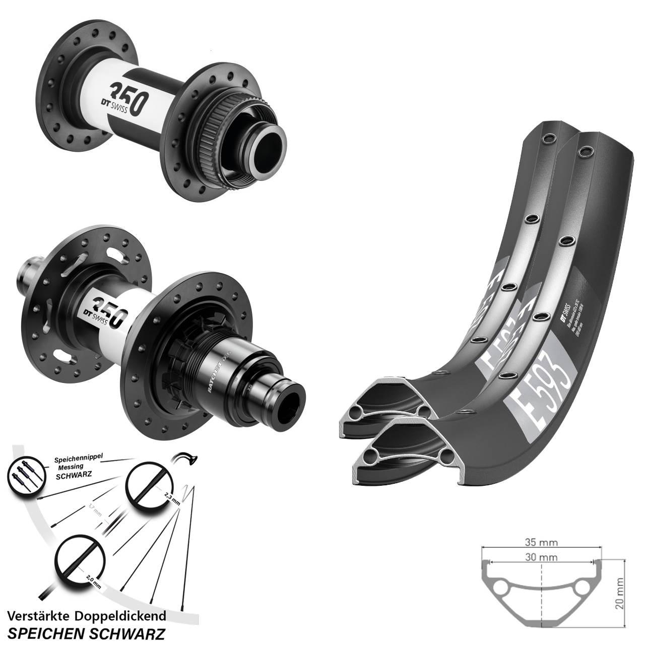 Laufradsatz Centerlock 15x110 12x148 27,5 Zoll DT Swiss E593 350 DEG 72 XD