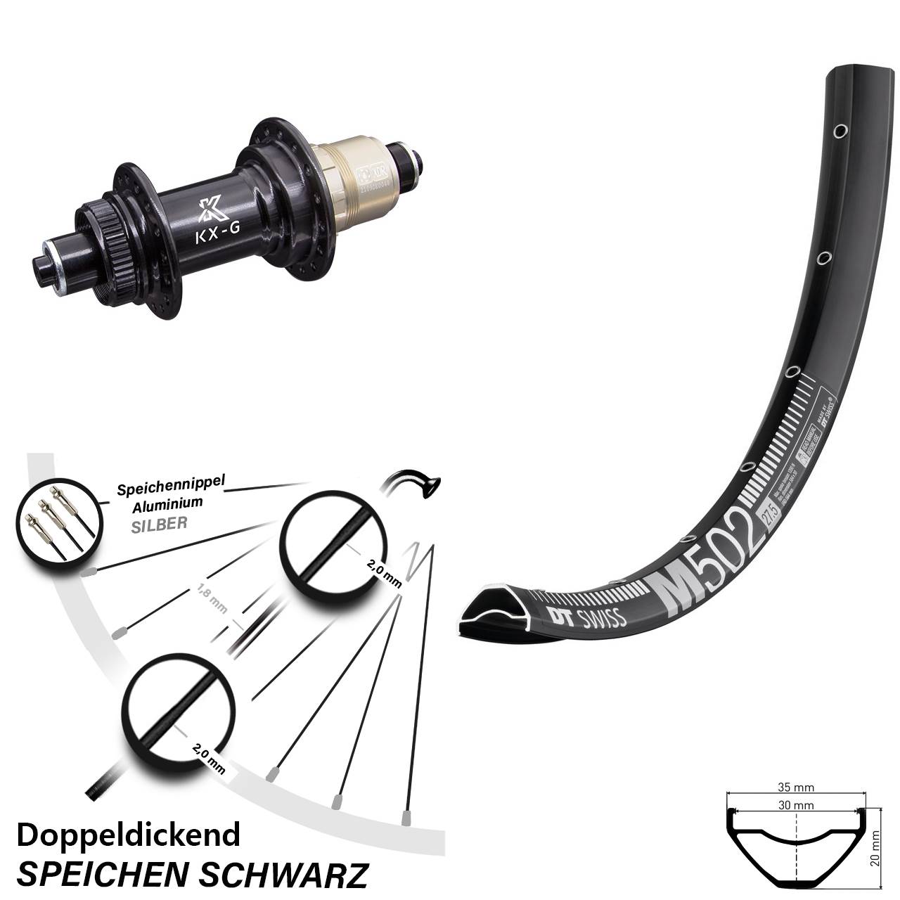 Disc Hinterrad QR 29 Zoll DT Swiss M502 KX-G XD-R