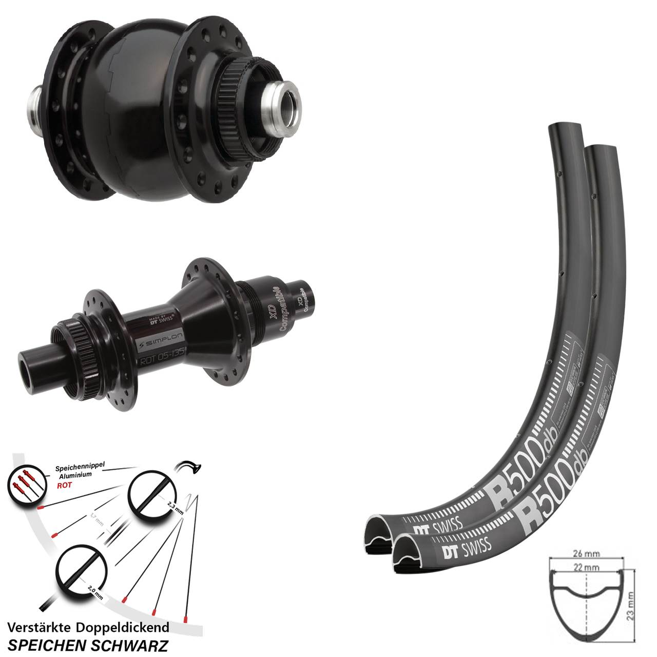 Disc Laufradsatz 12x100/142 28 Zoll DT Swiss R500-370 SONdelux XD