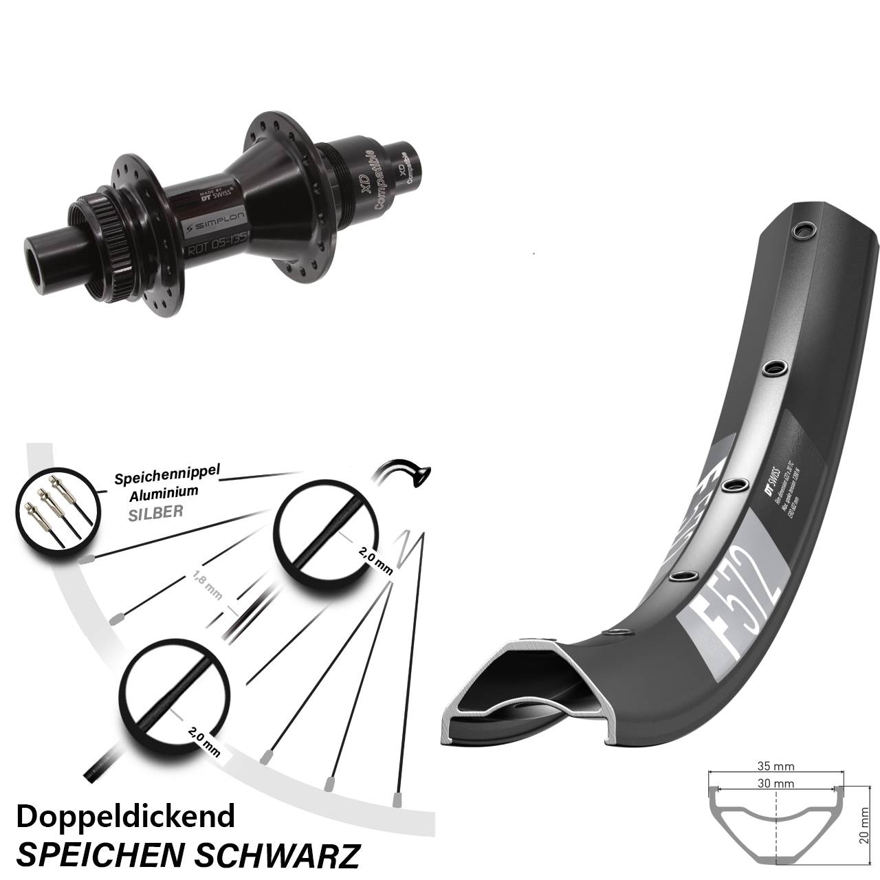 Centerlock Hinterrad 12x142 27,5 Zoll DT Swiss F 572-370 XD