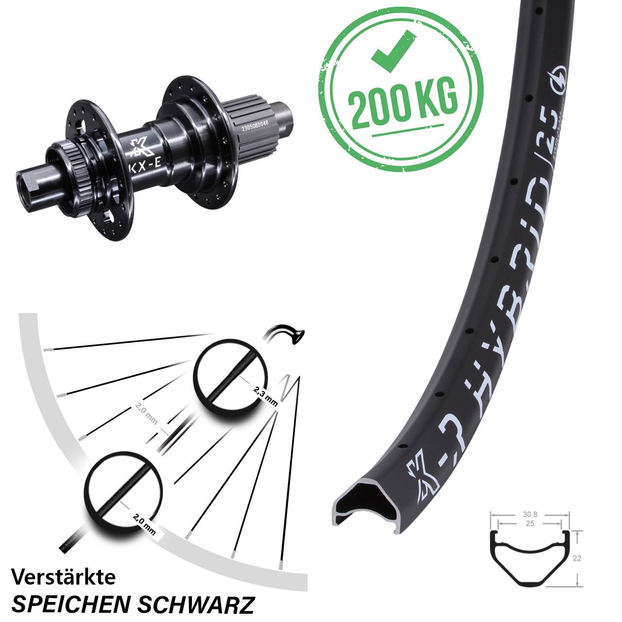 Centerlock Hinterrad 29 Zoll KX-R Hybrid 25 KX-E Heavy Duty Micro Spline 12x142