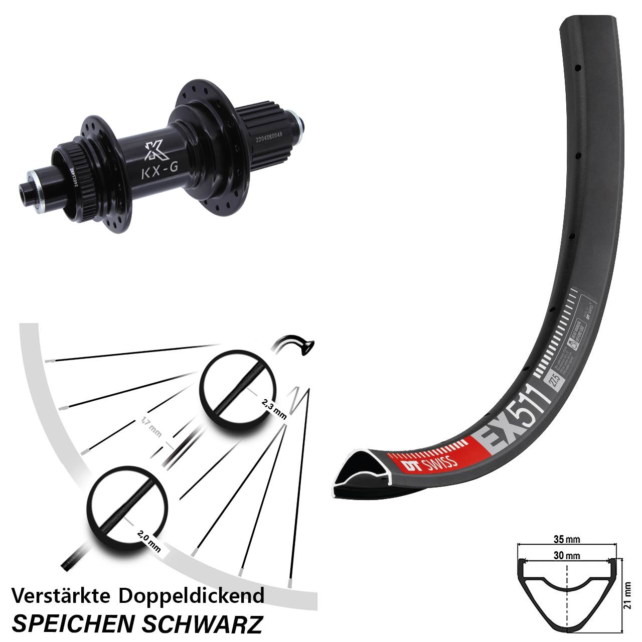 Disc Laufrad QR 29 Zoll DT Swiss EX511 KX-GS Heavy Duty Shimano Micro Spline
