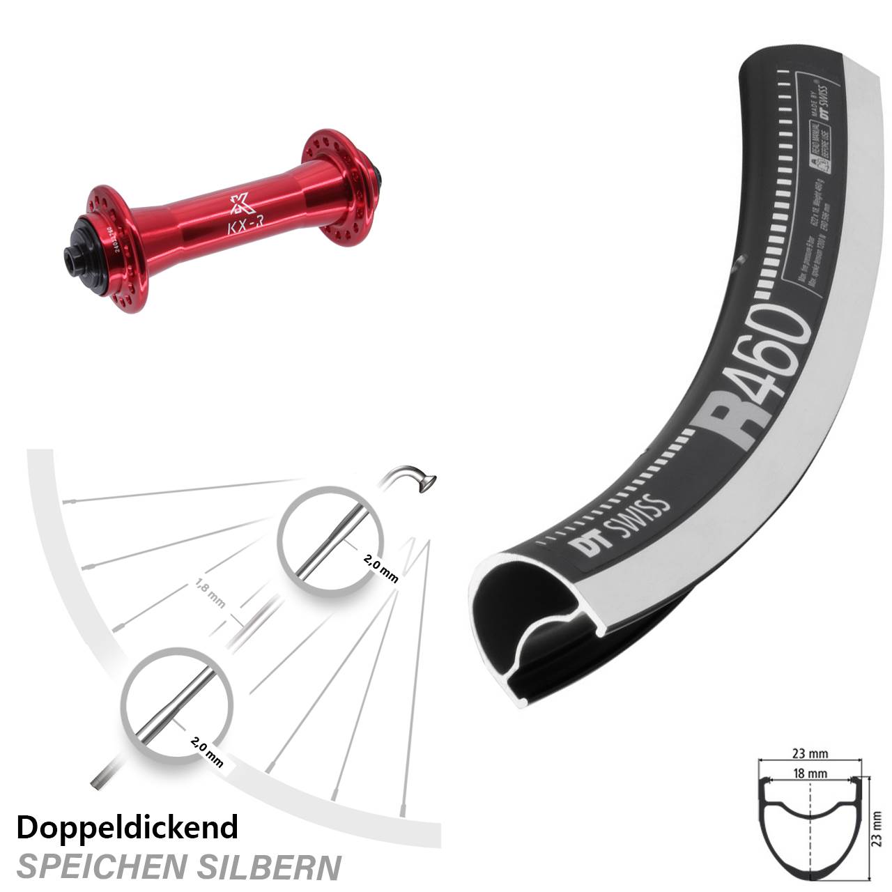 Vorderrad QR 28 Zoll DT Swiss R 460 KX-R