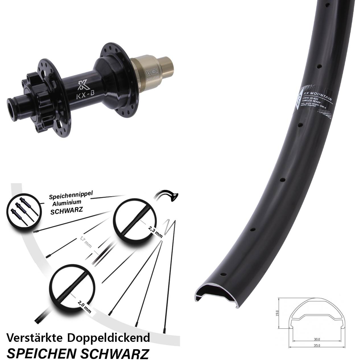 Boost Hinterrad 6-Loch 12x148 29 Zoll KX-B Mountain XD
