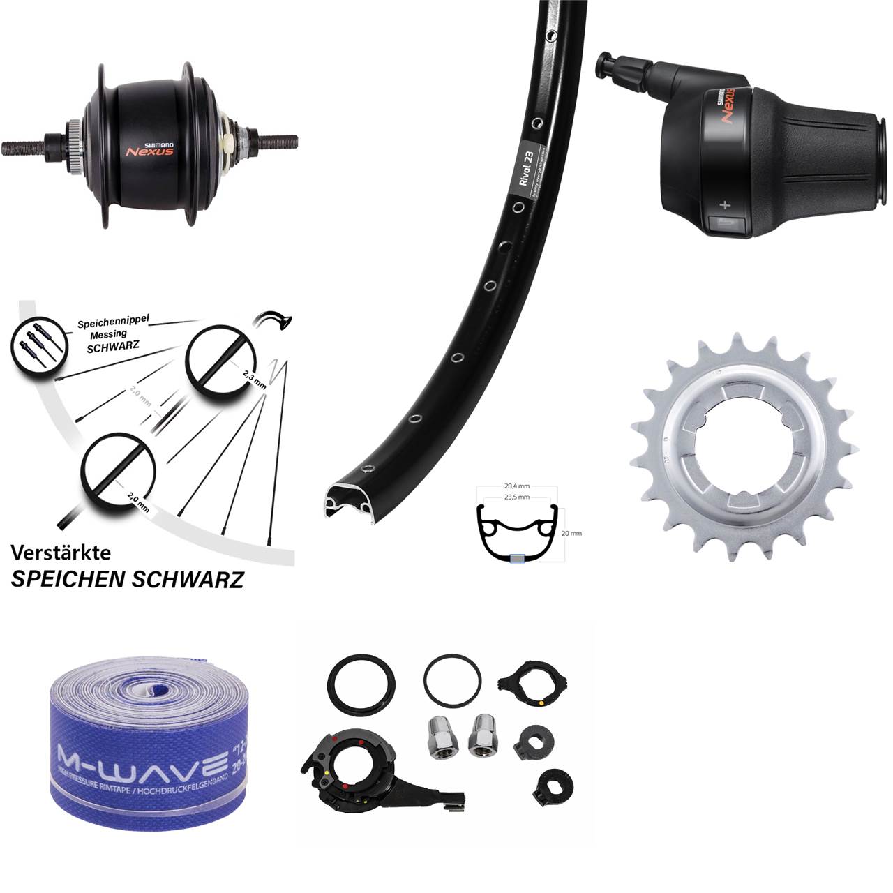 27,5 Zoll Hinterrad Ryde Rival 23 8-Gang Centerlock