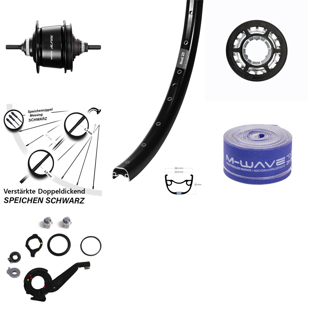 27,5 Zoll Hinterrad Shimano Alfine 8 Gang Centerlock Ryde Rival 23