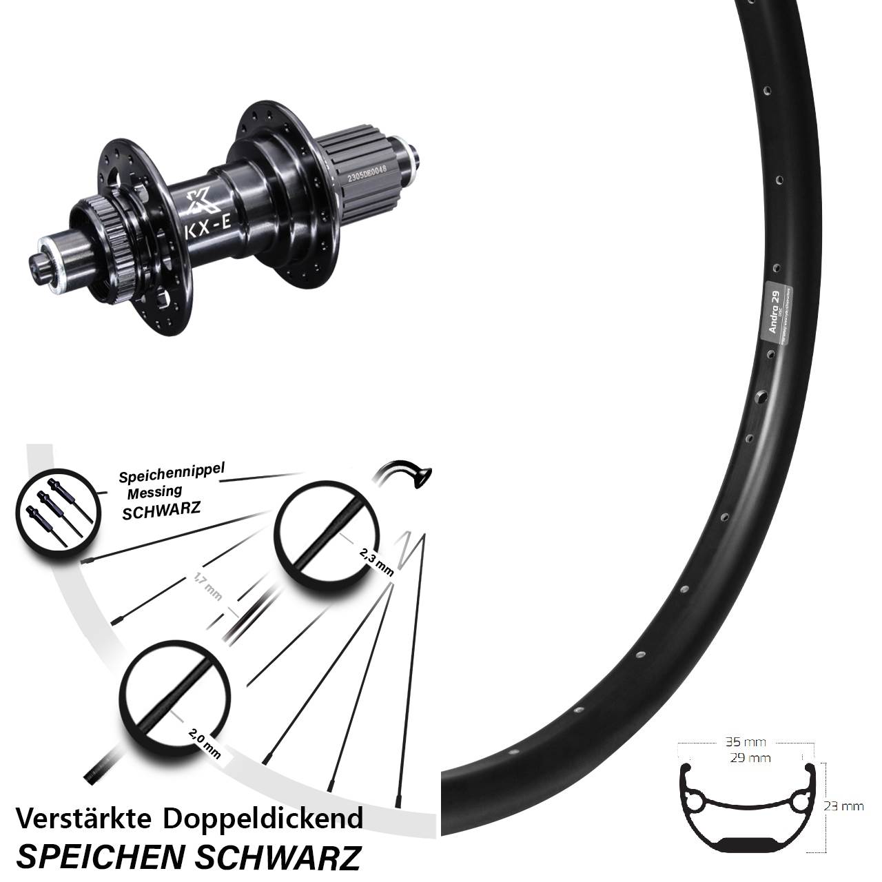 Ryde Andra 29 KX-E 20 Zoll Disc Laufrad für Schnellspanner Micro Spline