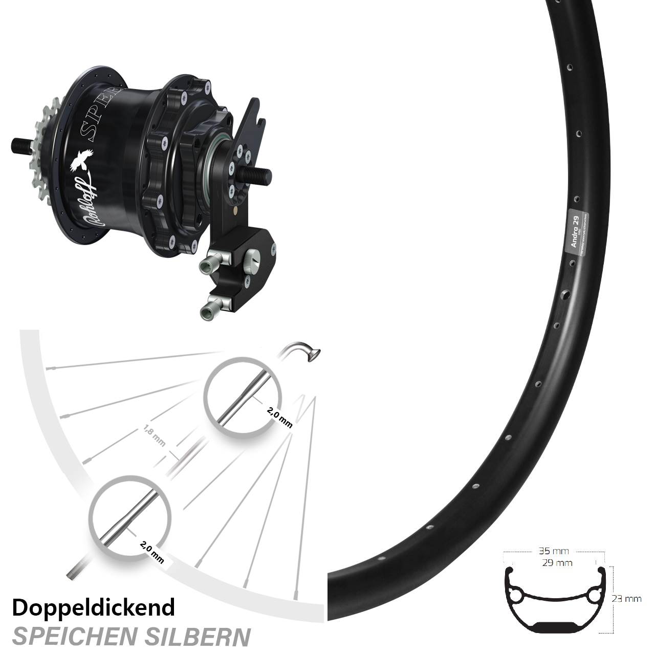 Rohloff Speedhub 500/14 TS DB OEM2 Ryde Andra 29 Zoll Hinterrad