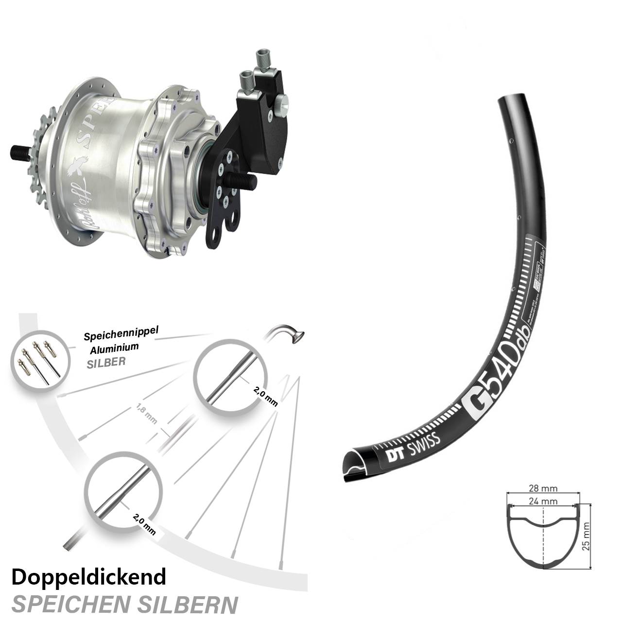 Disc Hinterrrad 28-29 Zoll DT Swiss G 540 Rohloff Speedhub 500/14 TS DB Tandem