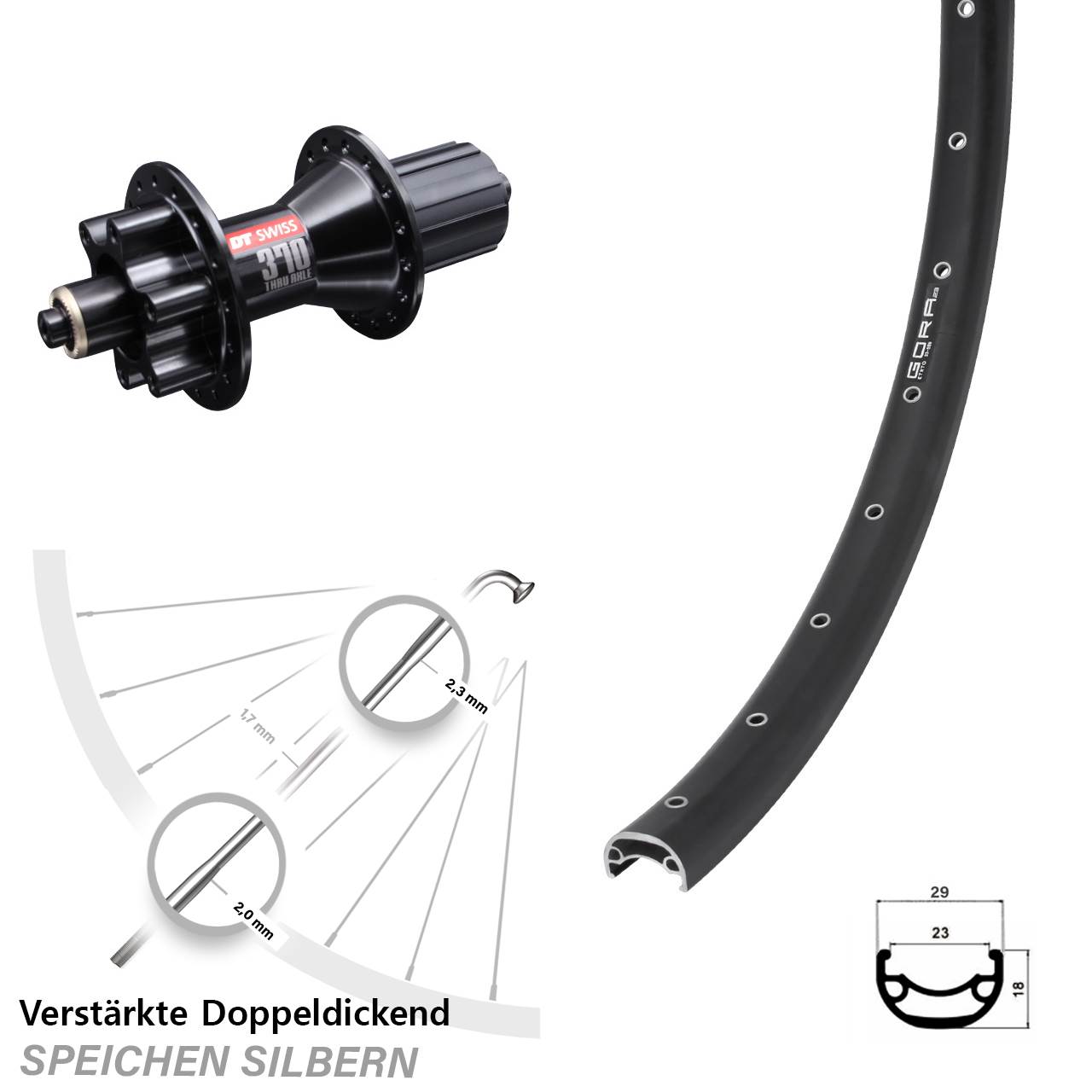 Disc Hinterrad für Schnellspanner 28 Zoll Gora 23 DT Swiss 370 8-11 fach HG