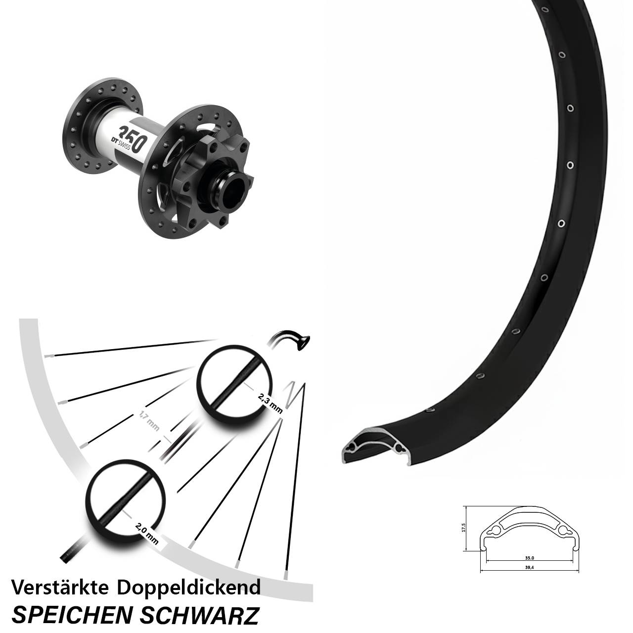 6-Loch Vorderrad 15x100 29 Zoll Ryde Disc 35 DT Swiss 350