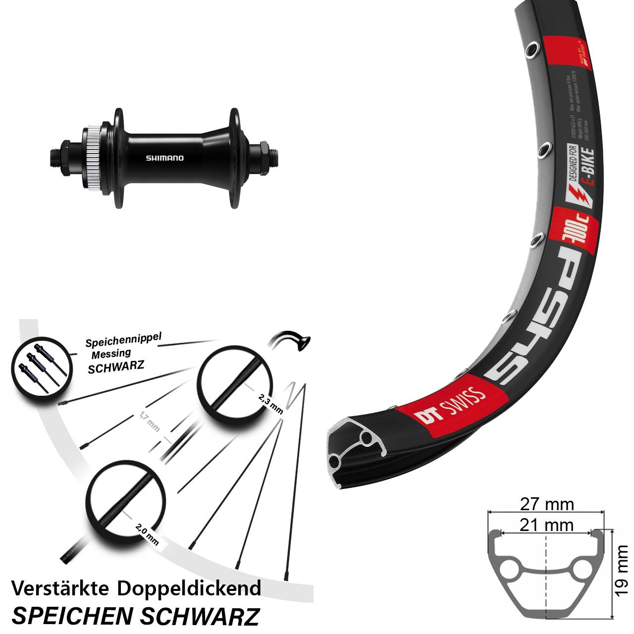 28 Zoll DT Swiss 545d Shimano HB-QC400 Centerlock Vorderrad QR