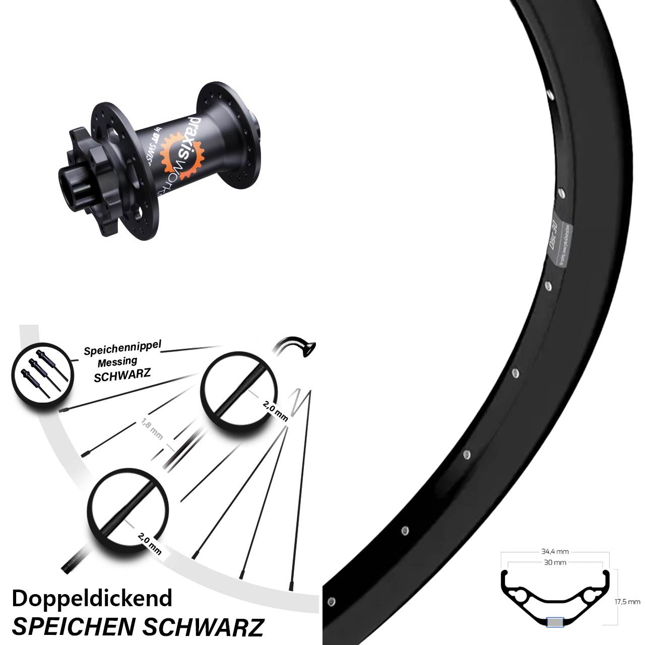 Disc Laufrad 27,5 Zoll Ryde Disc 30 DT Swiss 350 15x100