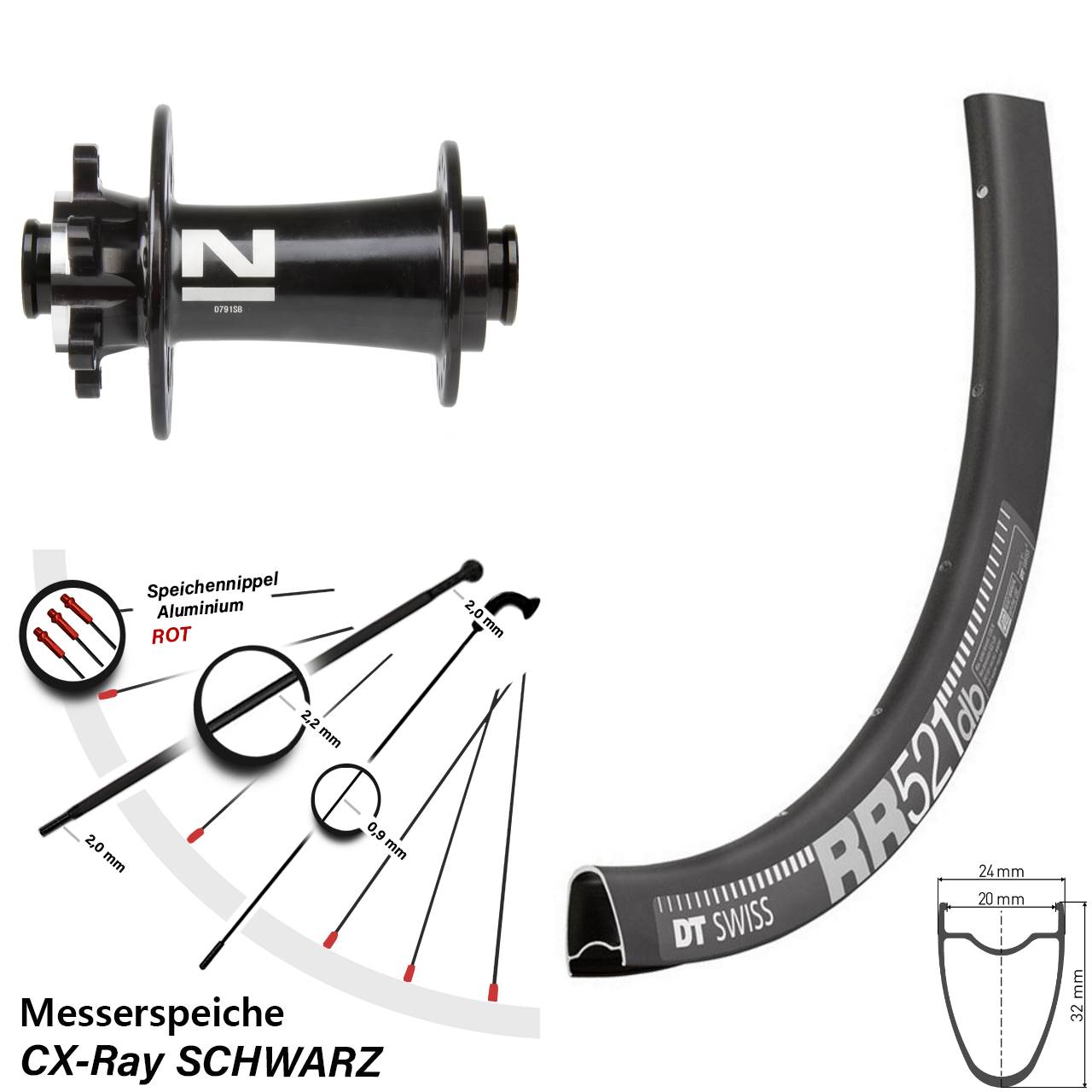 28 Zoll DT Swiss RR 521 Novatec D791 Disc Laufrad 12x100 CX-Ray