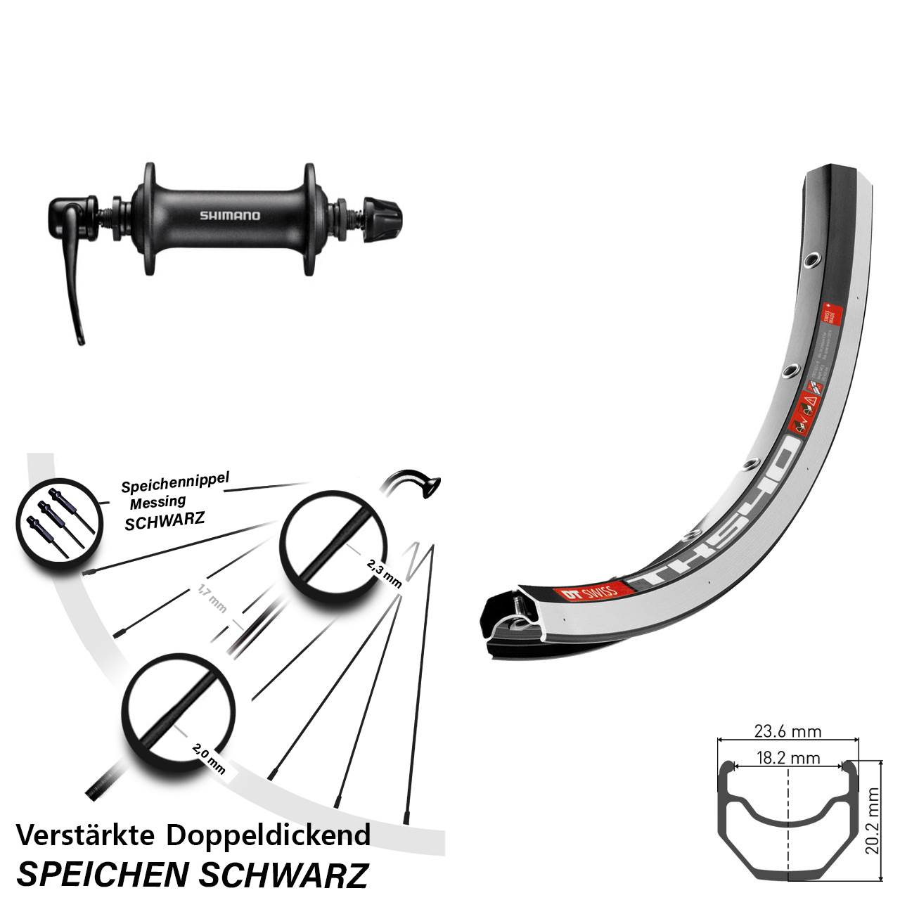 Vorderrad 28 Zoll DT Swiss TK 540 Shimano HB-T3000 QR