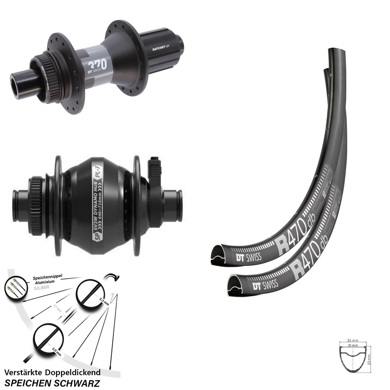 Laufradsatz Centerlock 12x100/142 28 Zoll DT Swiss R 470 370 Shutter PL-7 11-12 fach