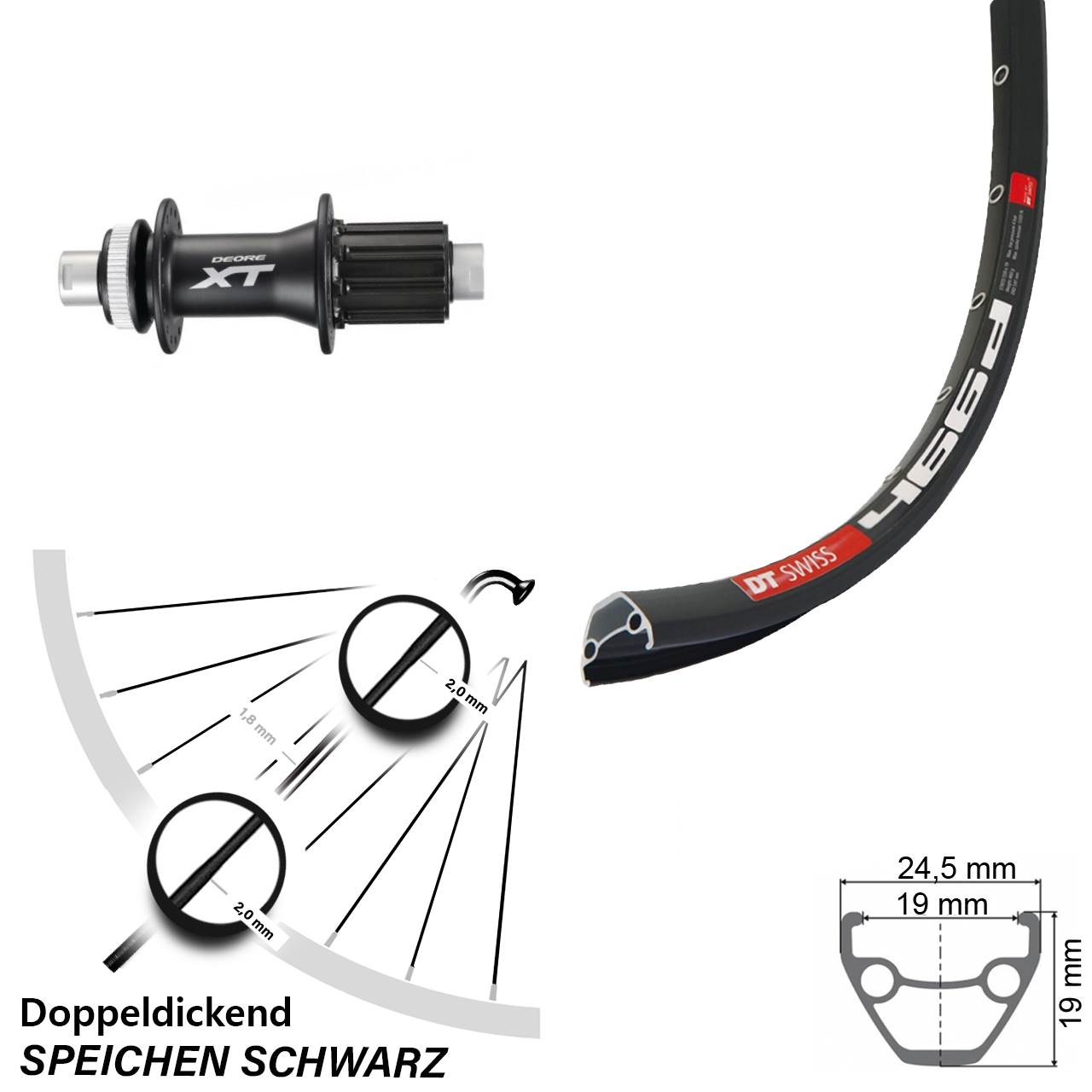 28 Zoll DT Swiss 466d Shimano FH-M788 Hinterrad Centerlock 12x142 8-11 fach HG