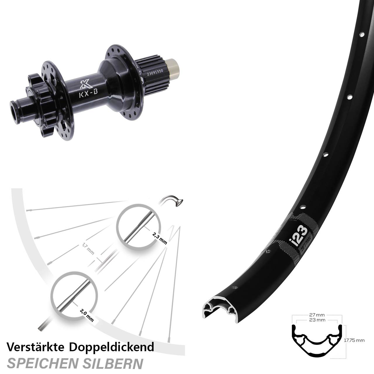 6-Loch Hinterrad 12x148 28-29 Zoll WTB i23 KX-B Shimano Micro Spline