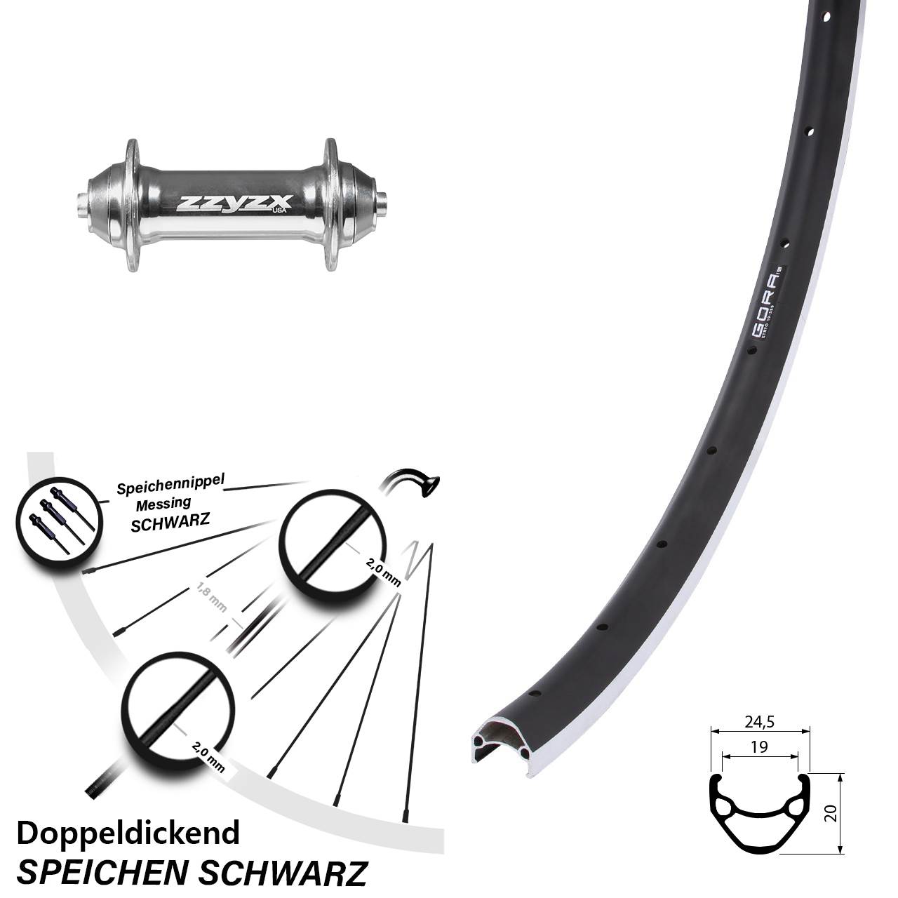 Gora 19 Formula TS 91 26 Zoll Vorderrad QR