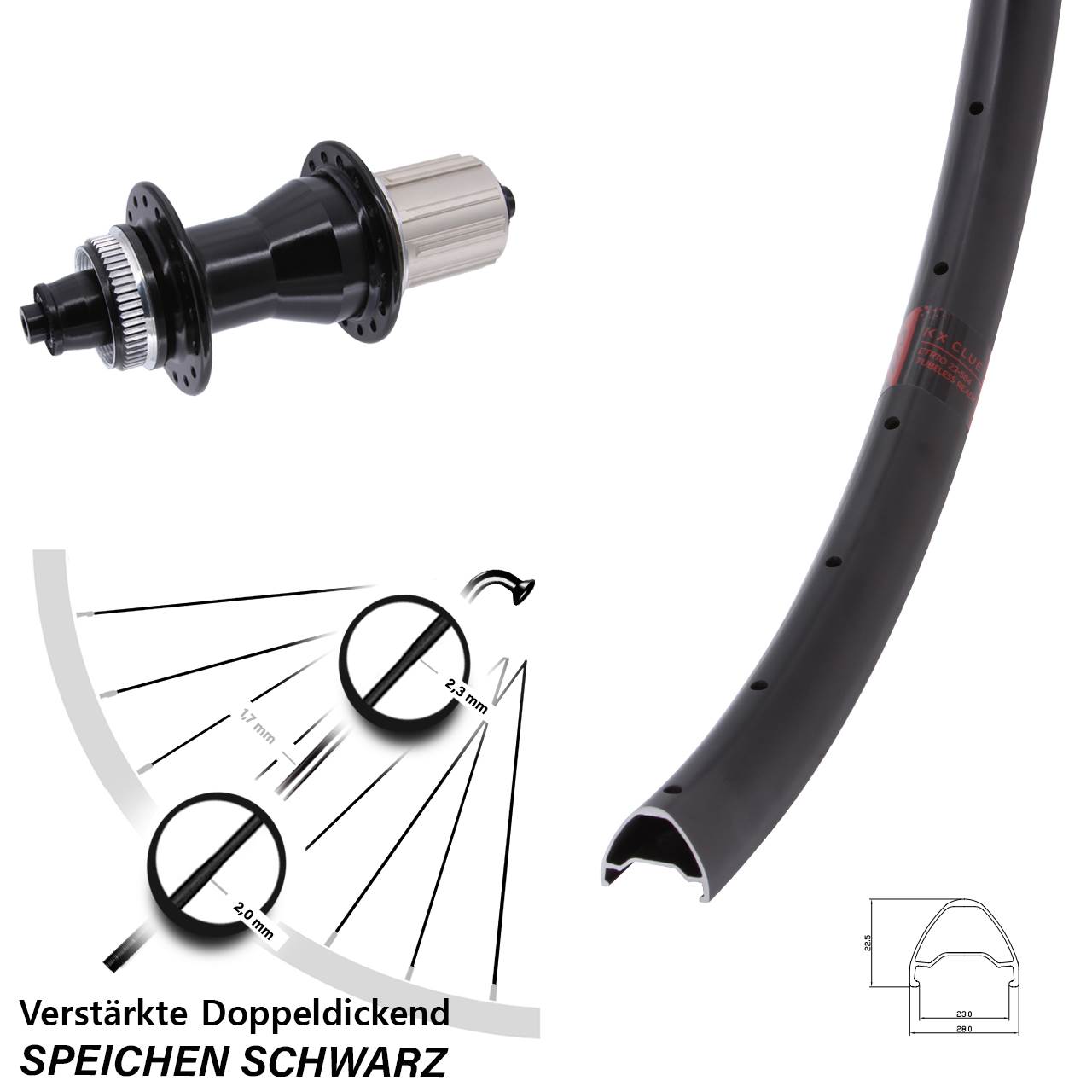 Hinterrad Centerlock 28-29 Zoll KX Clue Novatec CL135 8-12 fach HG für Schnellspanner