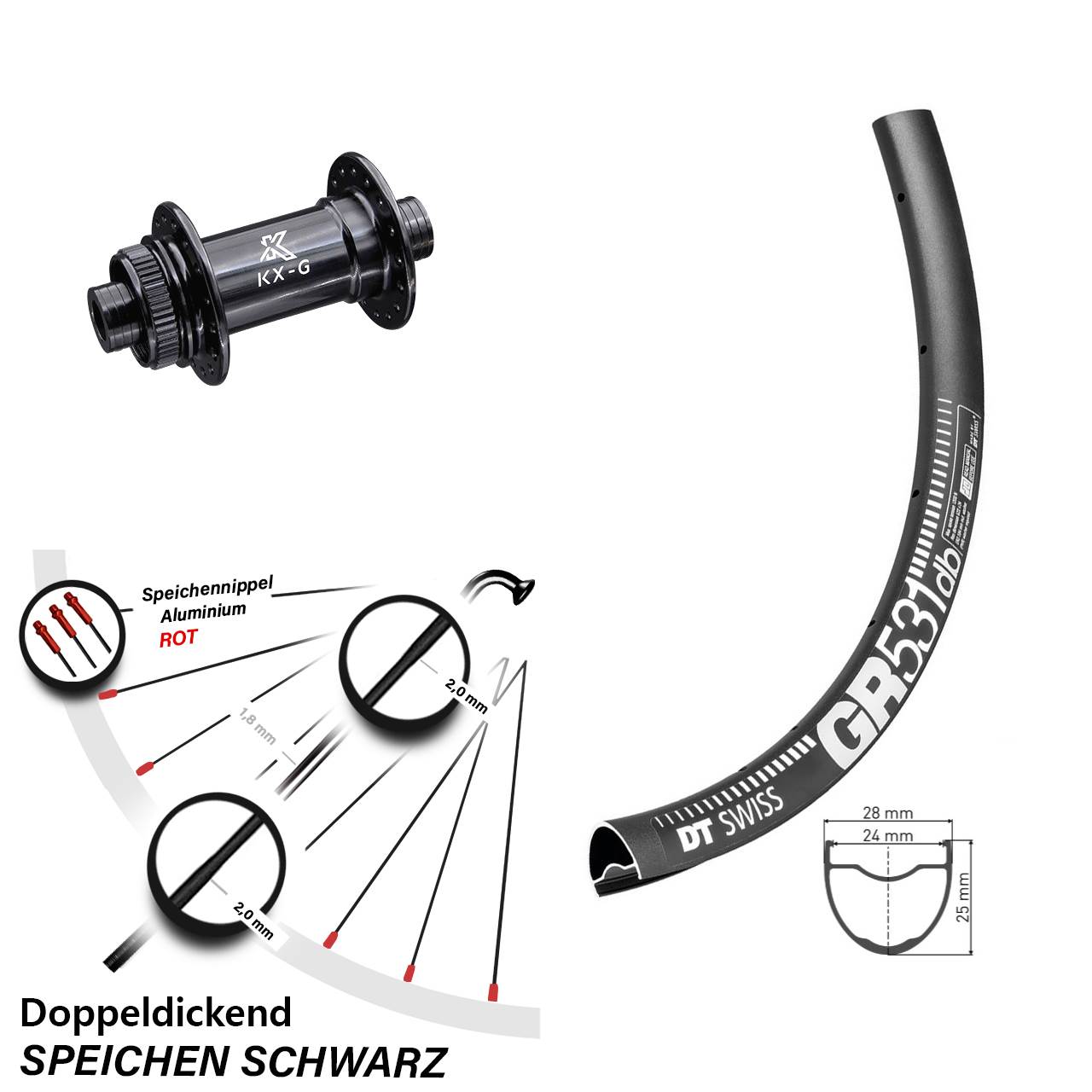 Vorderrad Centerlock 27,5 Zoll DT Swiss GR 531 KX-G 12x100