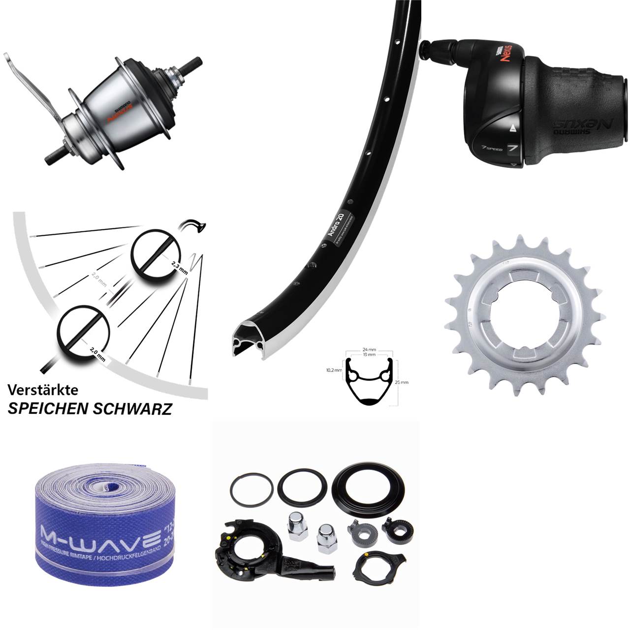 28 Zoll Hinterrad Shimano Nexus 7 Gang Rücktritt Ryde Andra 20