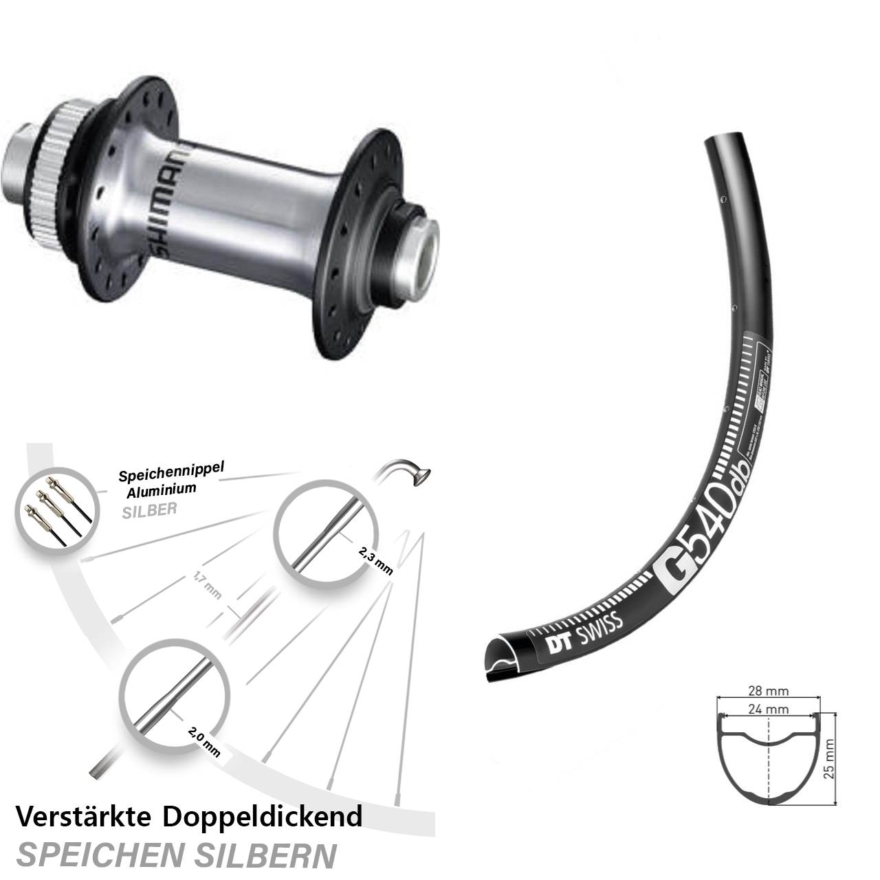 Disc Vorderrad 28-29 Zoll DT Swiss G540 Shimano RS770 12x100