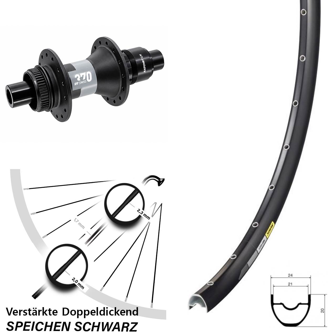 Hinterrad 29 Zoll Mavic XC621 DT Swiss 370 Centerlock 12x142 SRAM XDR 2023