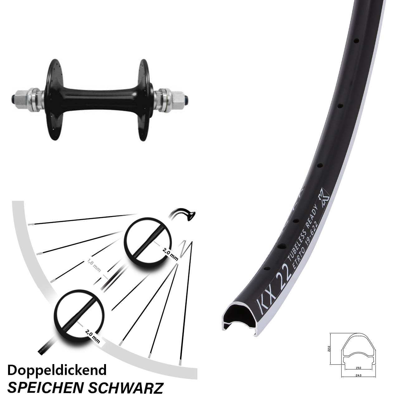 Vorderrad Vollachse 28 Zoll KX 22 Sturmey Archer HBT30-F