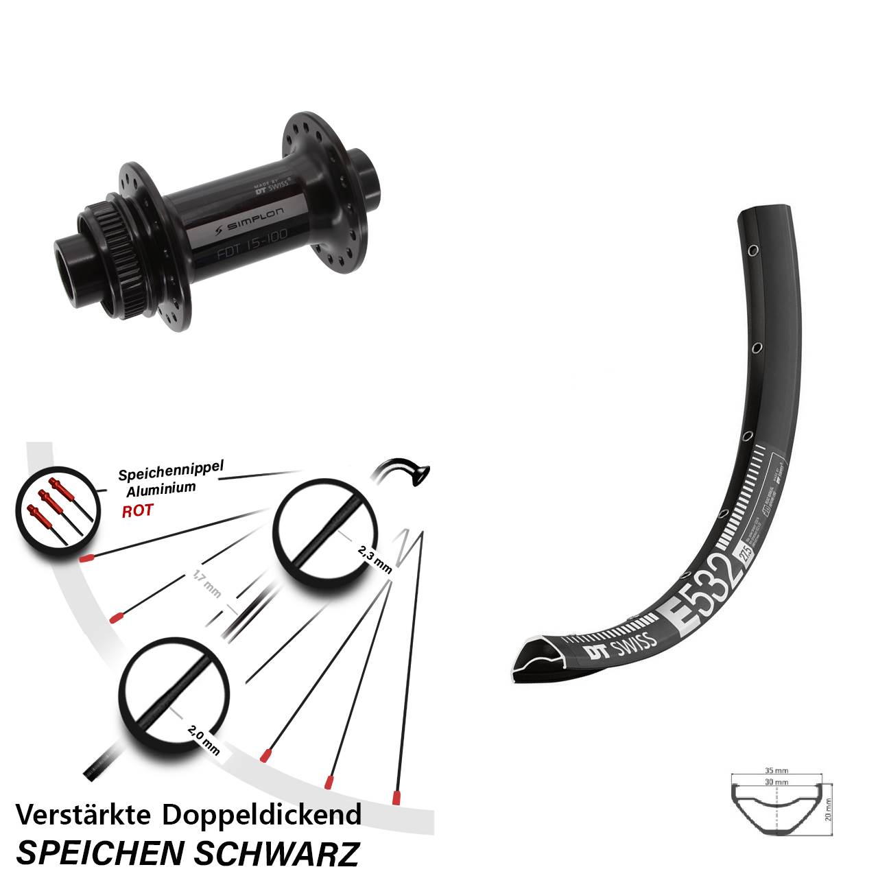 Centerlock Vorderrad 27,5 Zoll DT Swiss E 532-370 15x100