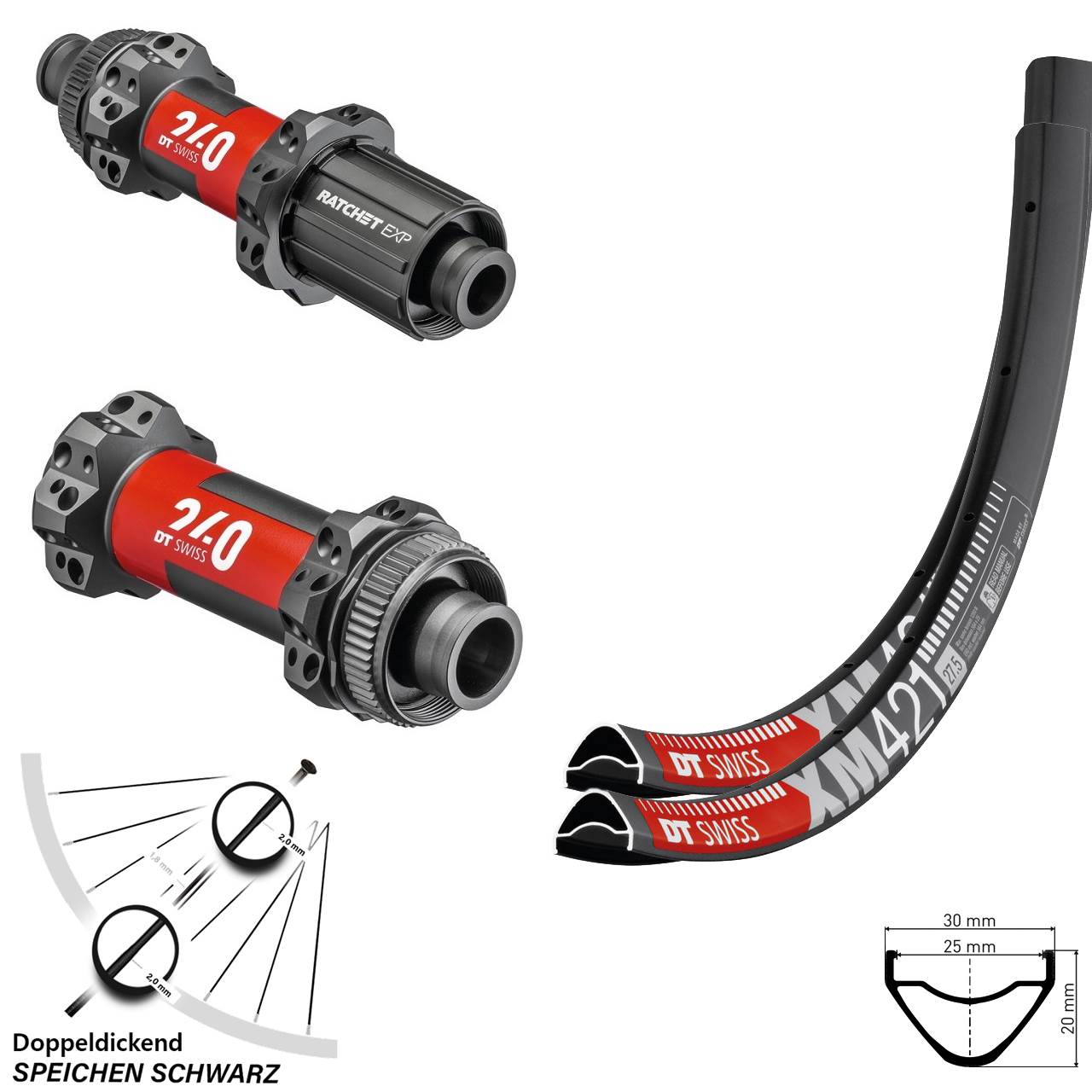 DT Swiss XM421 240 EXP Straightpull 29 Zoll Laufradsatz Disc Boost 8-11 fach