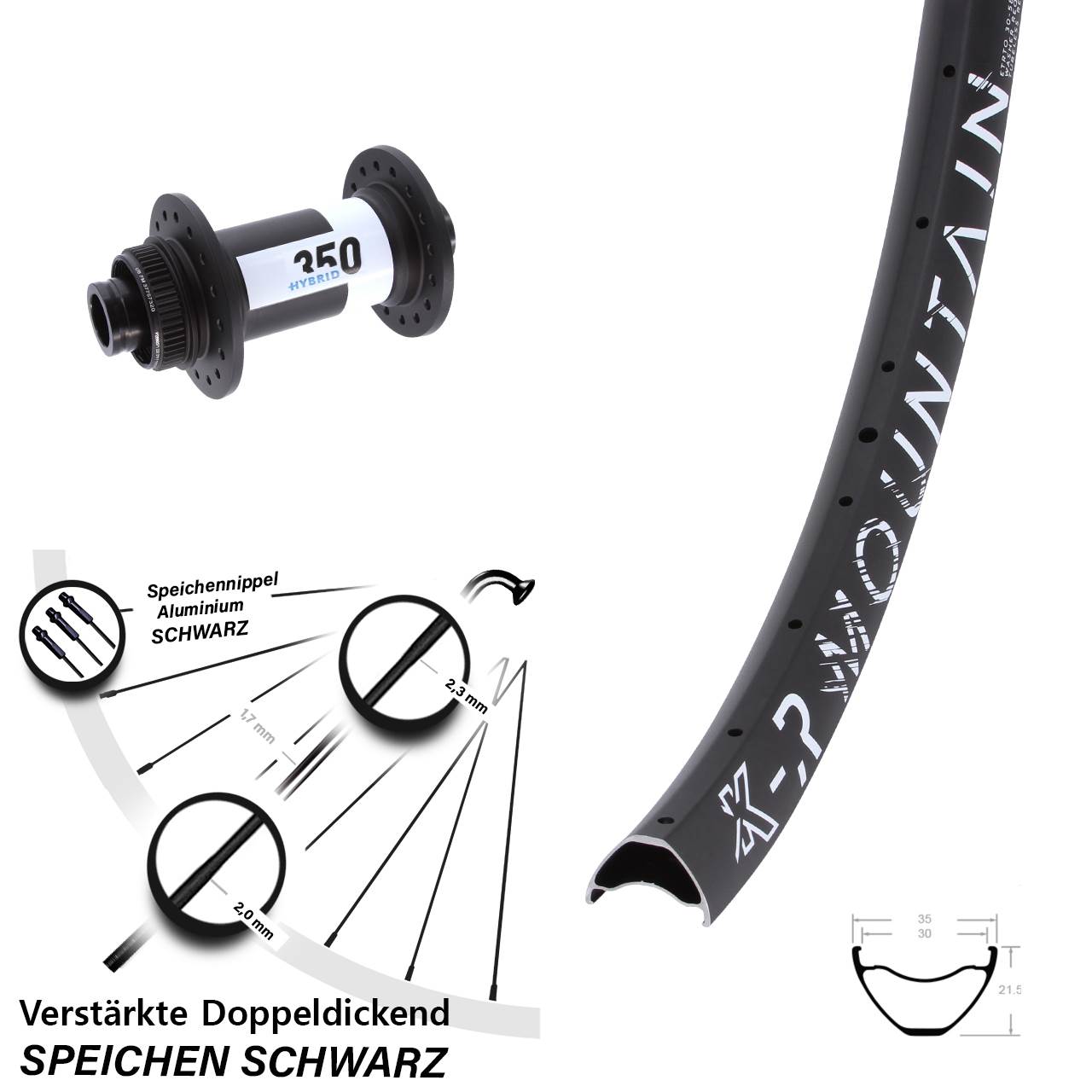 Disc Laufrad 27,5 Zoll KX-R Mountain DT Swiss Hybrid 350 15x110 Boost