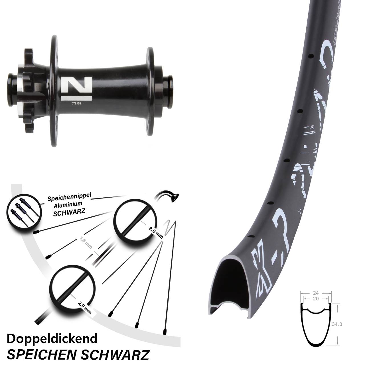 KX-R Road Novatec D791 28 Zoll Disc Vorderrad 15x100
