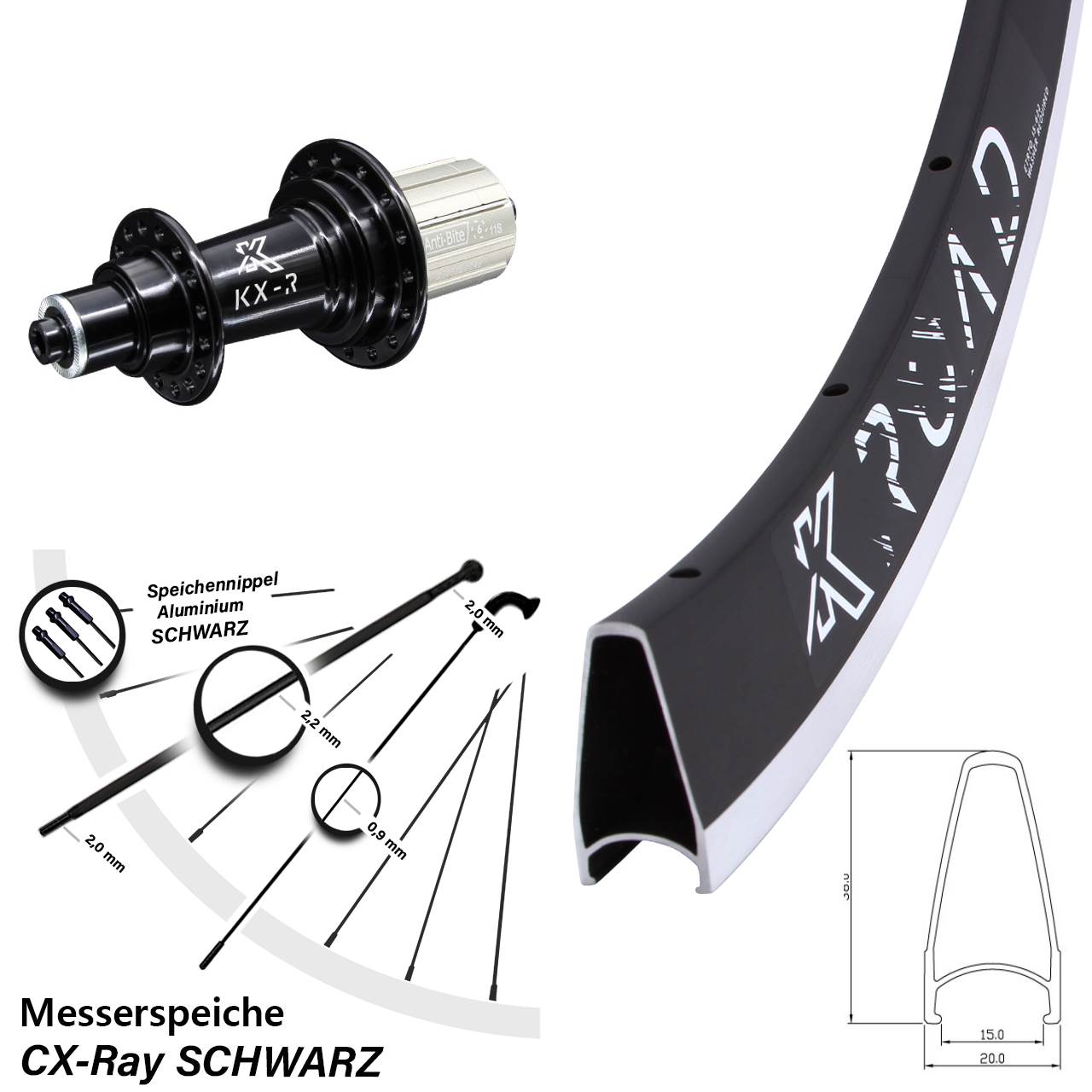 DT Swiss KX-R Road Hinterrad 28 Zoll 5x130 HG 11-12 fach CX Ray