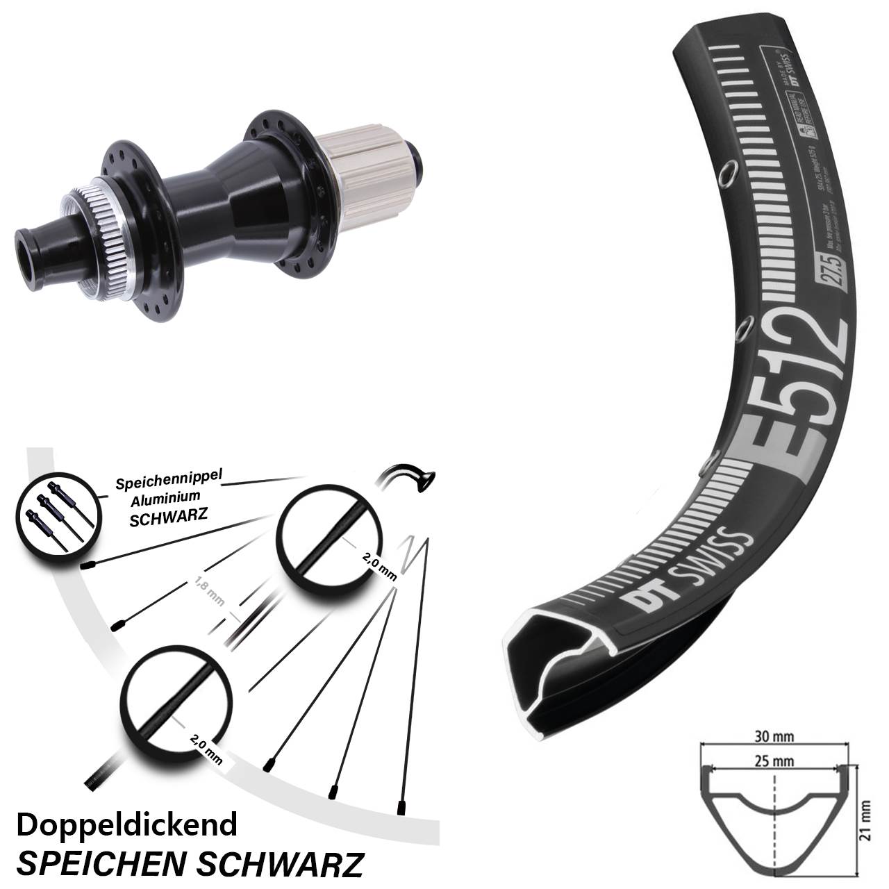 Disc Laufrad 29 Zoll DT Swiss E 512 Novatec CL-142 8-12 fach HG 12x142