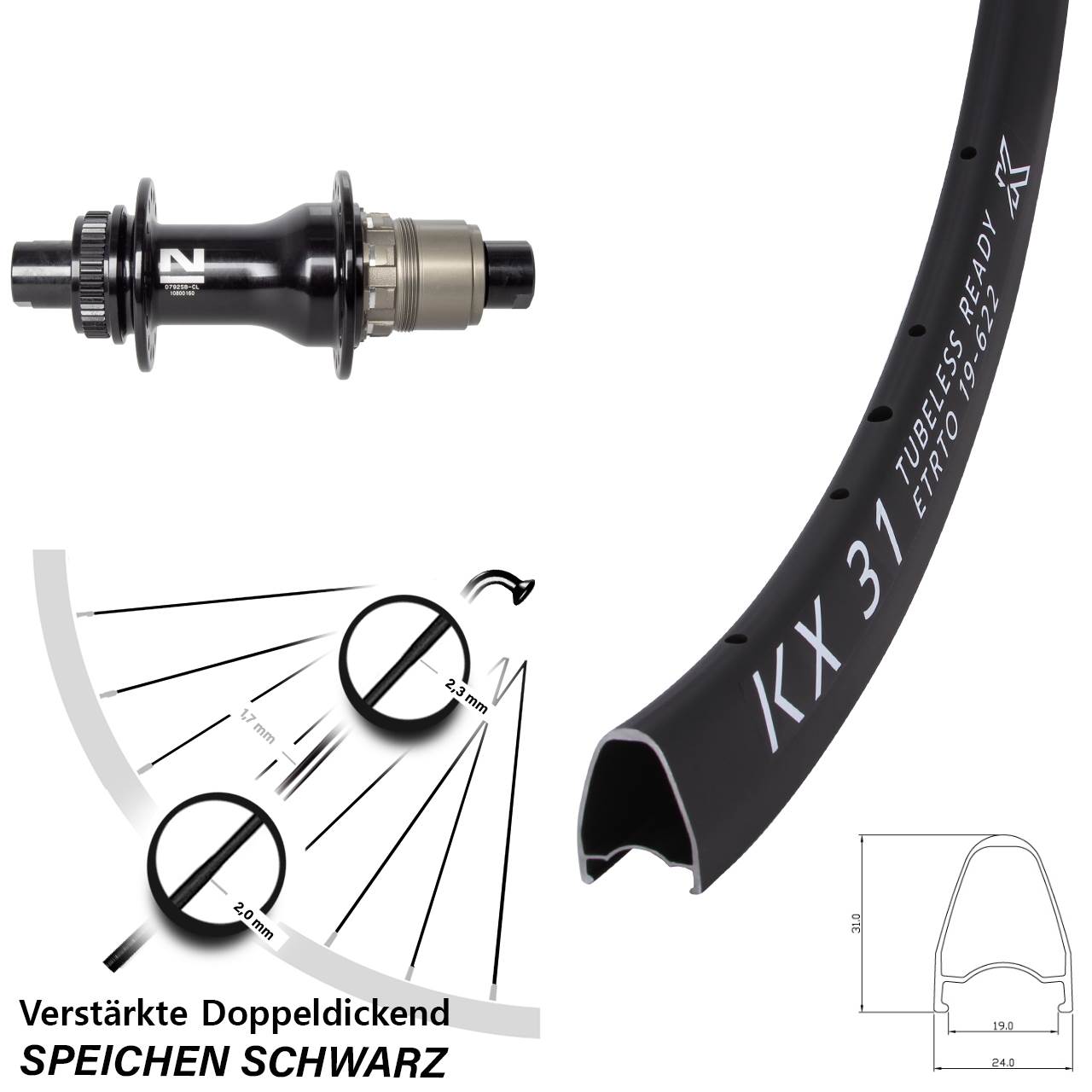 28 Zoll KX 31 Novatec D792SB Disc Laufrad 12x142 SRAM XDR