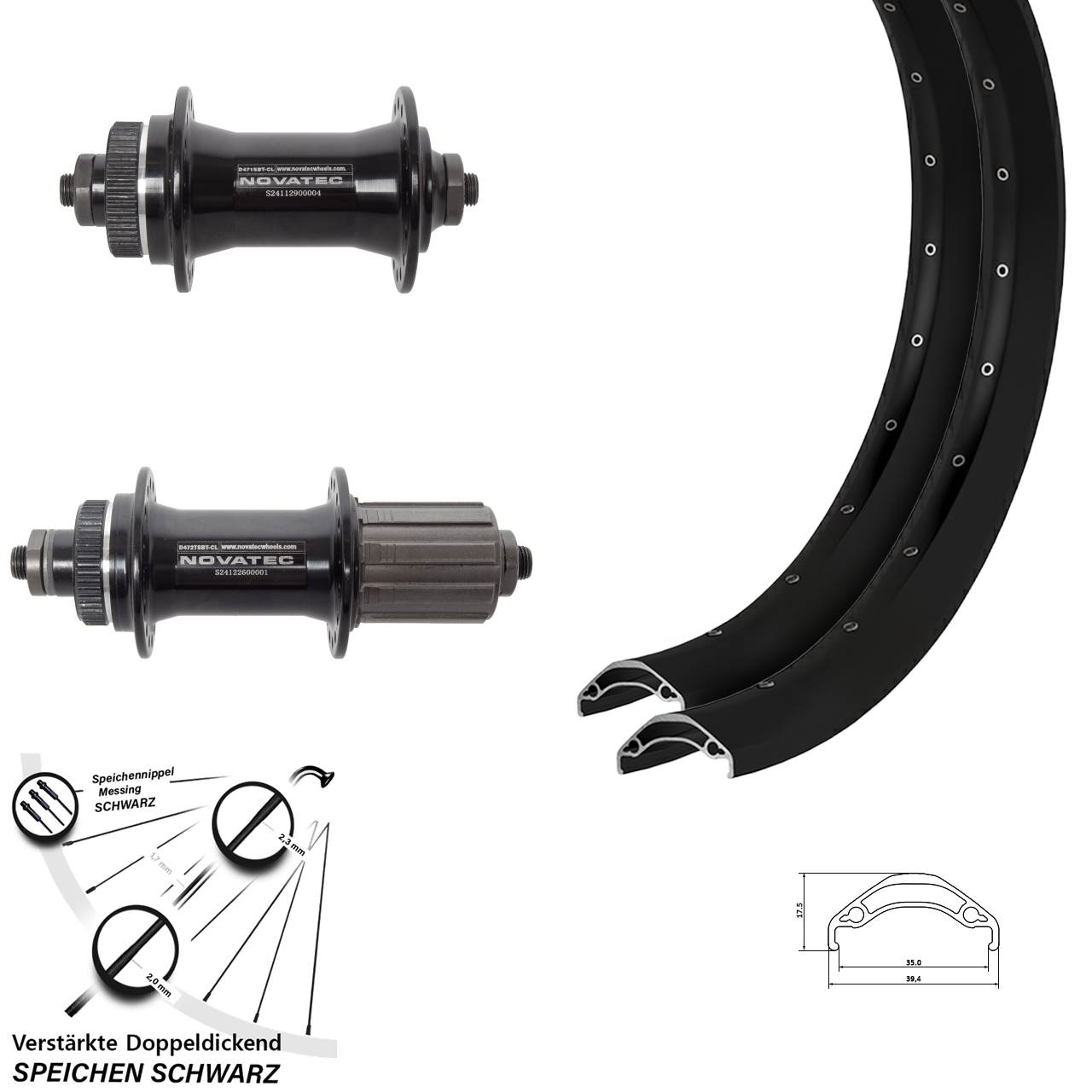 29 Zoll Ryde Disc 35 Novatec D471 D472 Laufradsatz Centerlock QR 8-12 fach