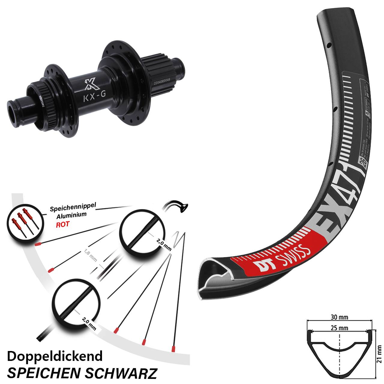 27,5 Zoll Hinterrad DT Swiss EX 471 KX-GS Micro Spline 12x142