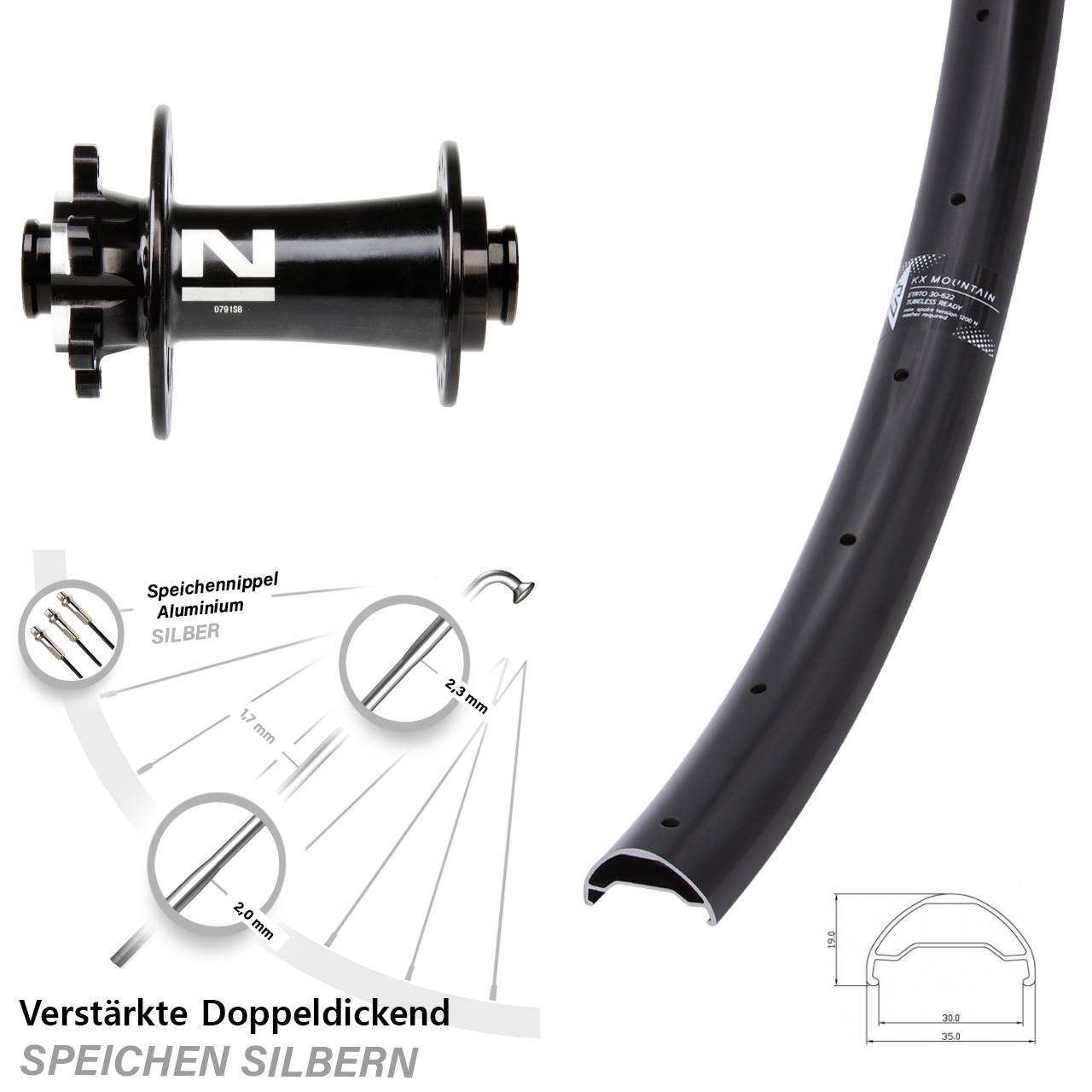 Vorderrad 6-Loch 29 Zoll KX Mountain TR Novatec D791 15x100
