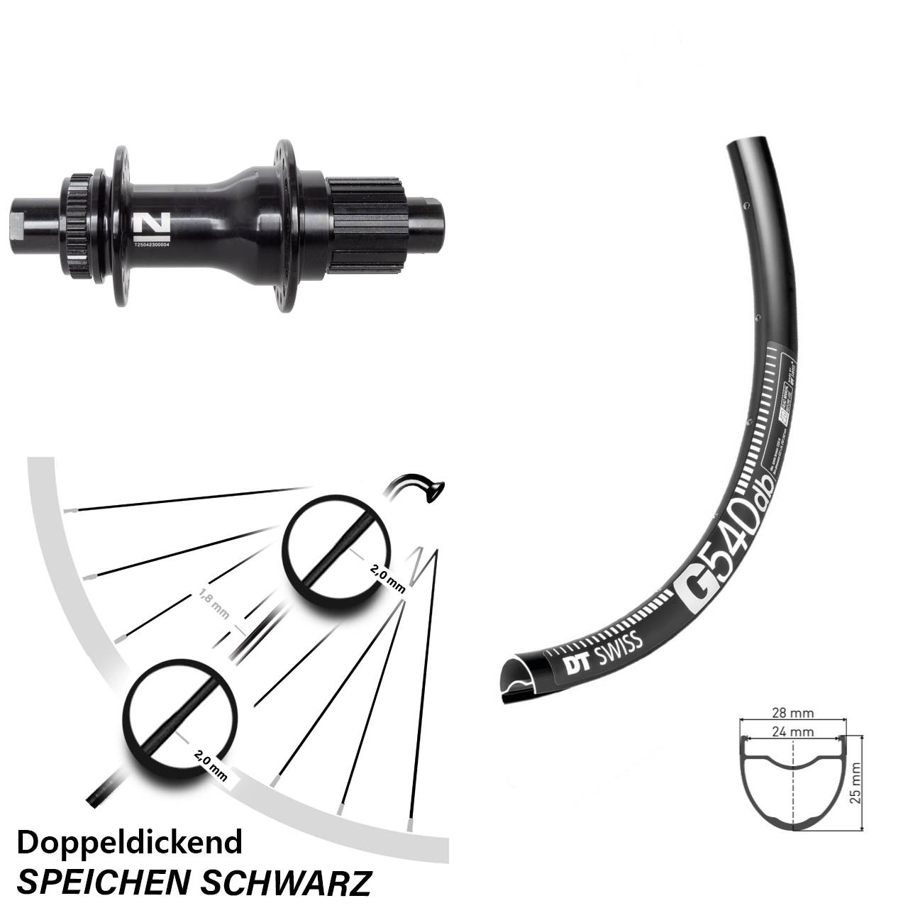 28-29 Zoll DT Swiss G 540 Novatec D792SB Hinterrad Centerlock 12x142 Shimano Micro Spline
