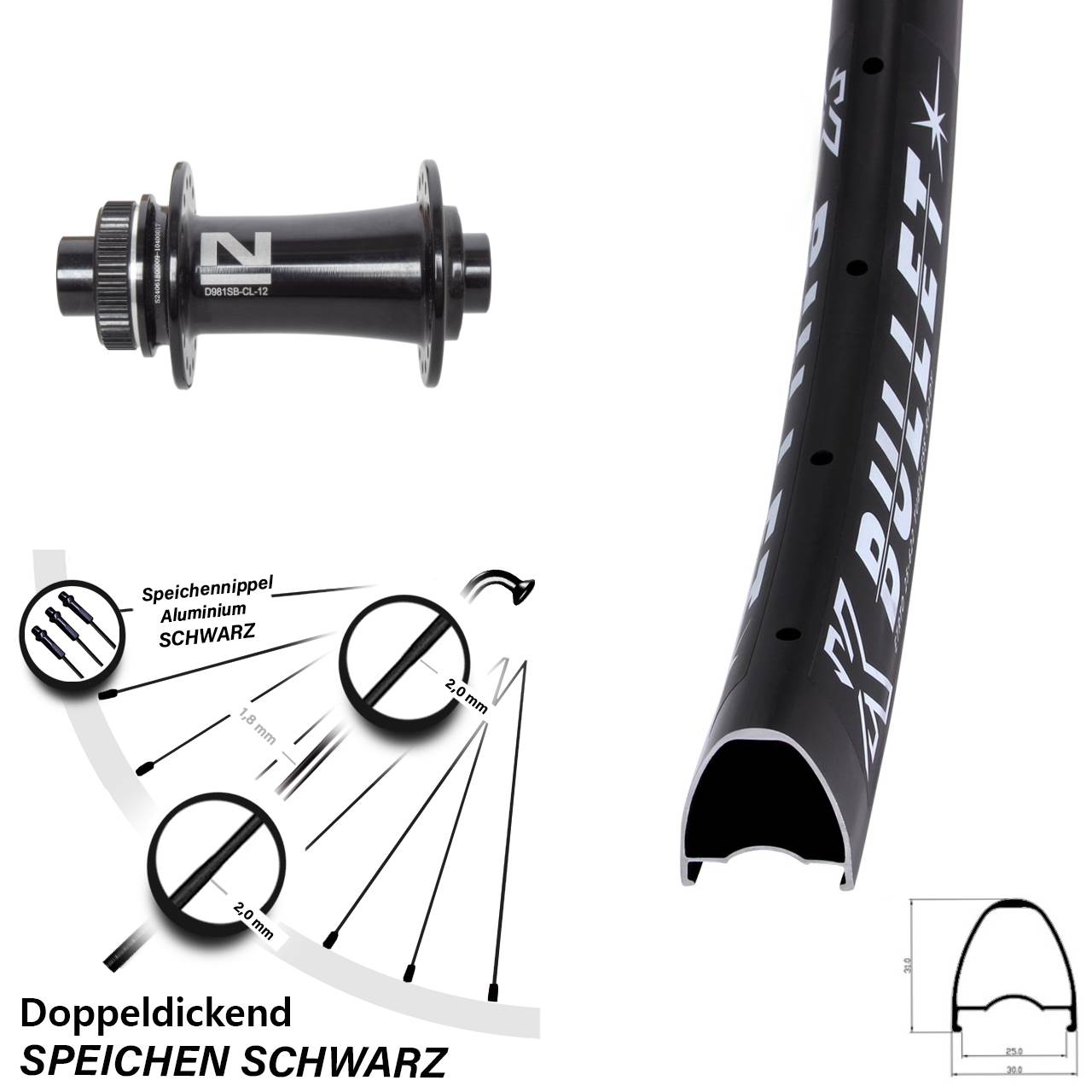 Vorderrad Centerlock 28-29 Zoll KX Bullet Novatec D981 12x100