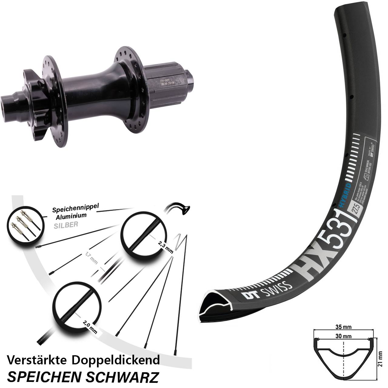 Boost Disc Hinterrad 12x148 29 Zoll DT Swiss HX531 Formula ECT-148S 8-11 fach