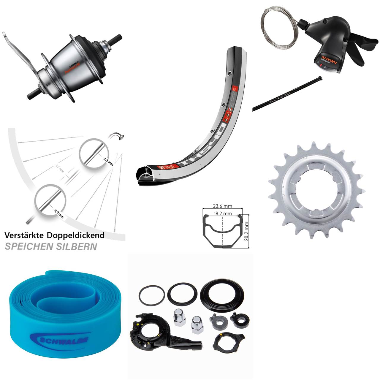 Hinterrad 28 Zoll DT Swiss TK 540 Shimano 7 Gang Nabenschaltung mit Rücktrittbremse