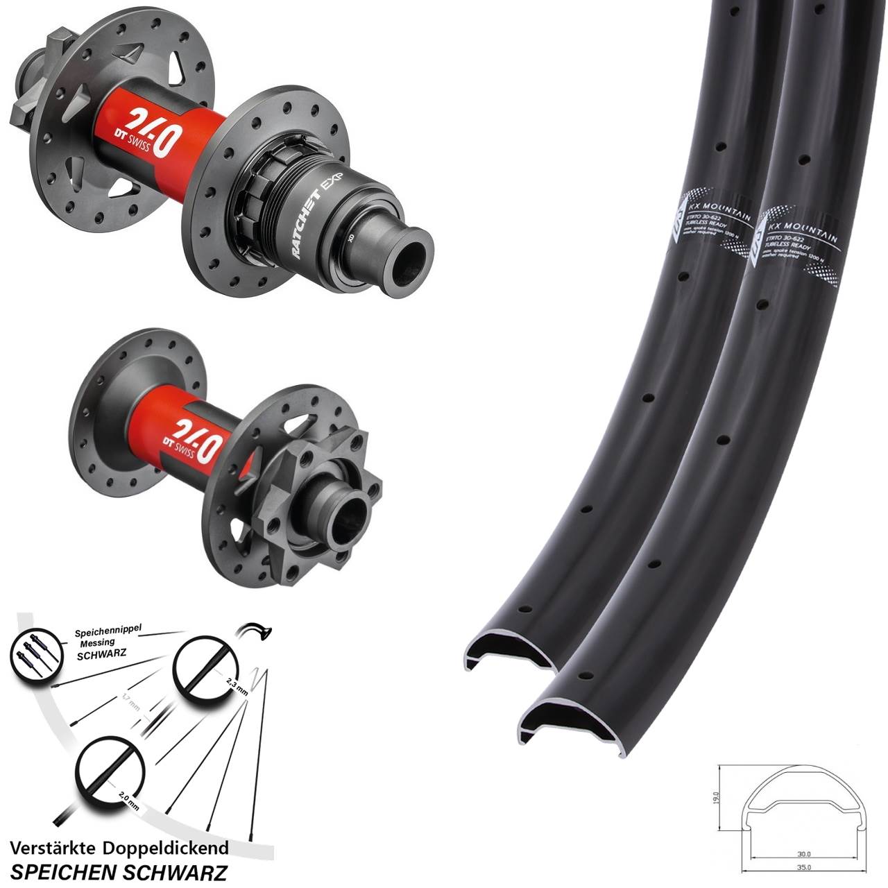 Laufradsatz 6-Loch 15x110 12x148 29 Zoll KX Mountain TR DT Swiss 240 SRAM XD