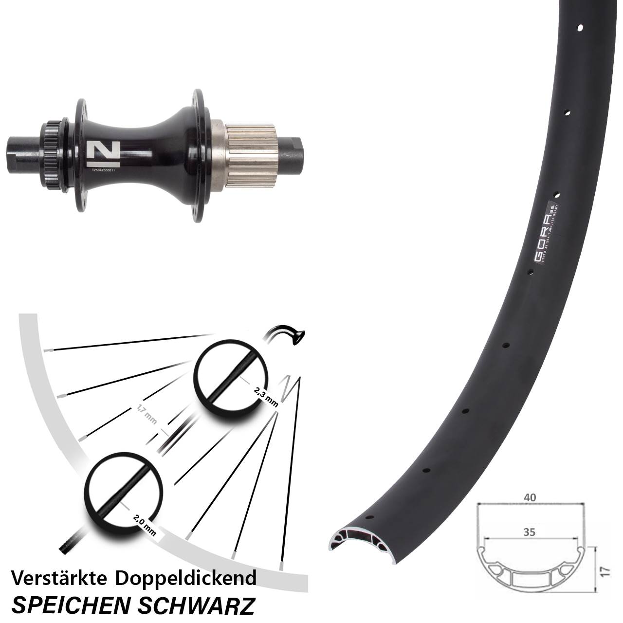27,5 Zoll Gora 35 Novatec D462SB Disc Laufrad 12x148 Shimano Micro Spline